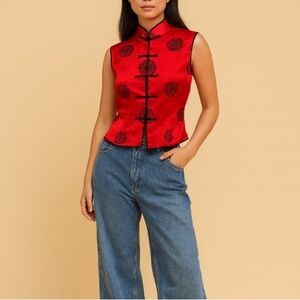 Fumk Red Blouse with Black Accents